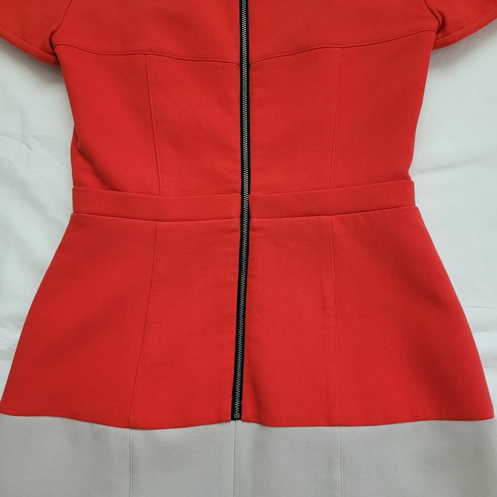 BCBGMAXAZRIA Red Colorblock Hannah Fit and Flare Dress Womens 4 Preppy Office - Picture 11 of 12